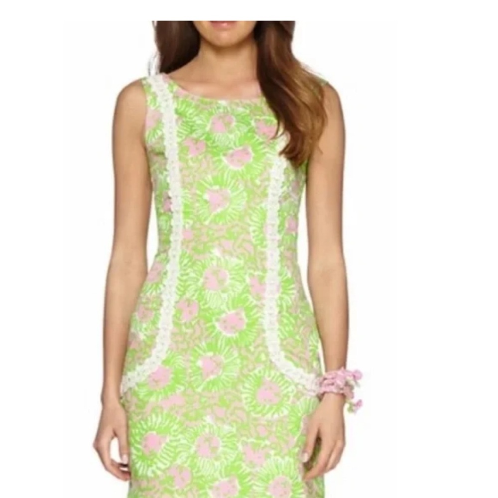 Lily Pulitzer Liz Shift Dress in Sunnyside Lions pink & Green size 10